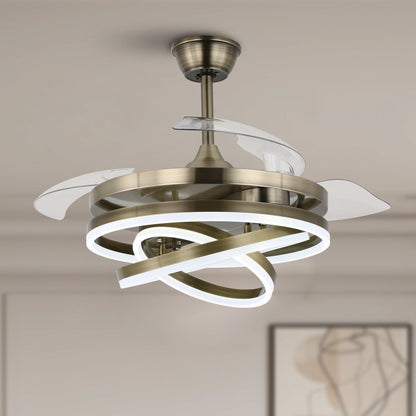 Ventilateur de plafond rétractable Cusp Barn 42 avec lumières et télécommande DIY Forme Fandelier Moderne Silencieux Moteur CC Plafonnier LED