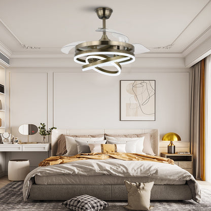 Ventilateur de plafond rétractable Cusp Barn 42 avec lumières et télécommande DIY Forme Fandelier Moderne Silencieux Moteur CC Plafonnier LED