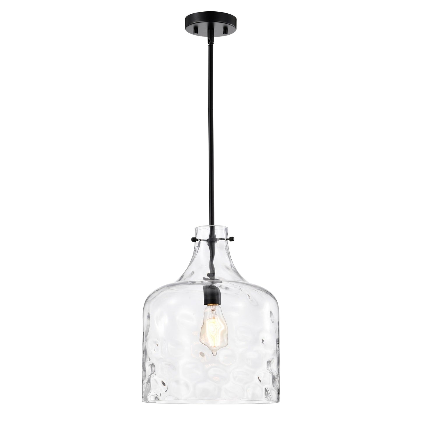 Daelan Clear Dimpled Glass Single Light Pendant Light - 12in