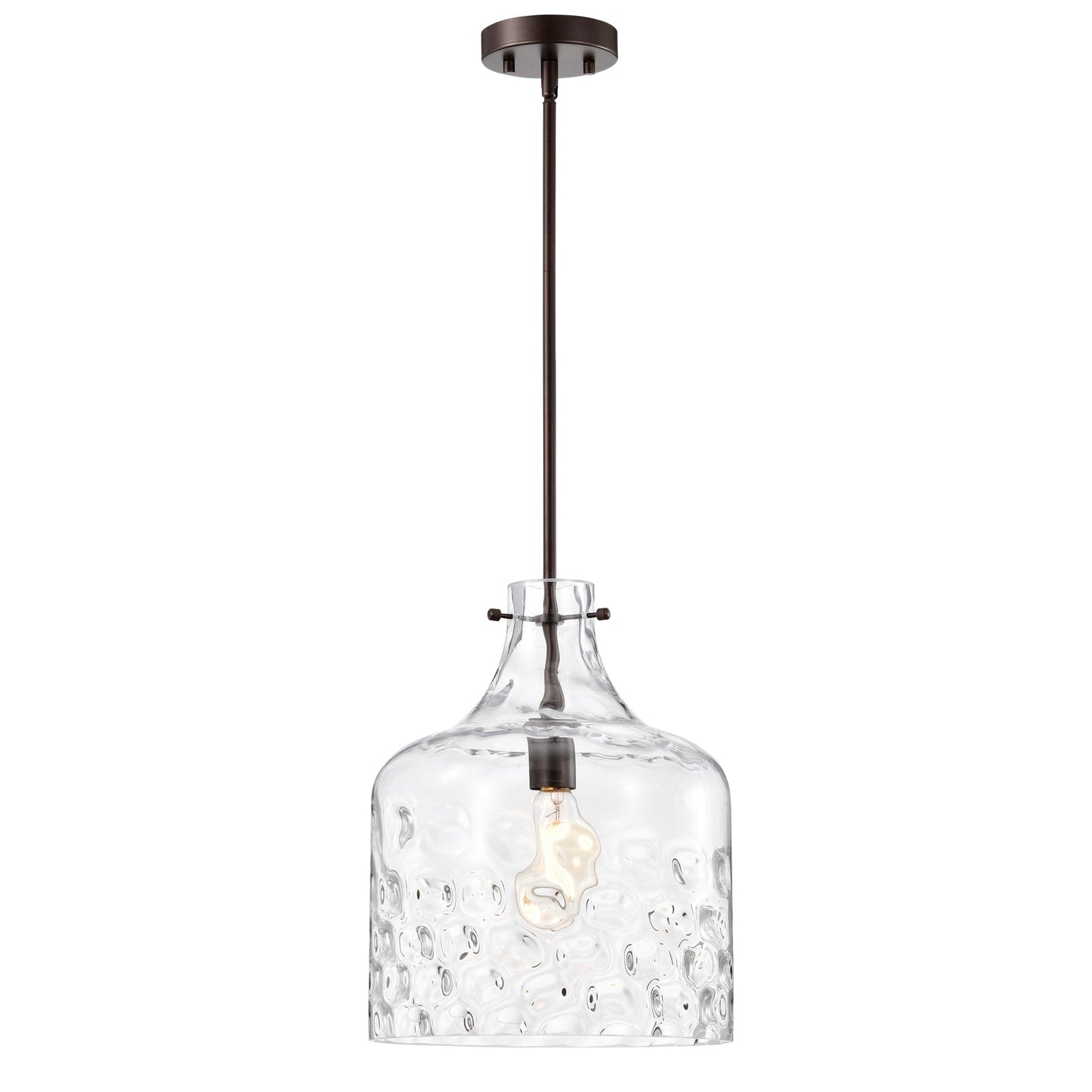 Daelan Clear Dimpled Glass Single Light Pendant Light - 12in
