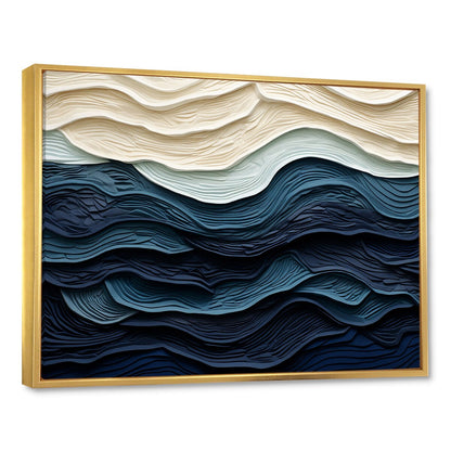 Designart Blue And White Coastal Wave S Edge Coastal Minimalism Blue Wall Decor Coastal Living Room Framed Canvas Art