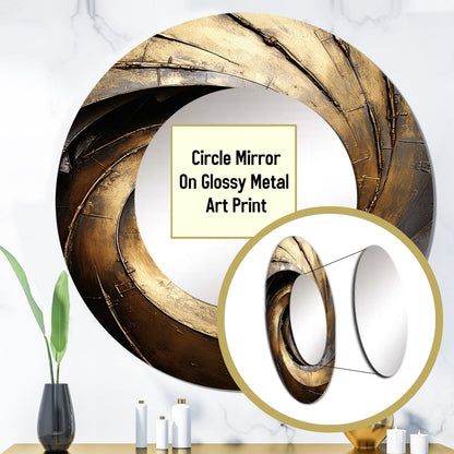 Designart Gold Black Timeless Turn abstract spirals Living Room Mirror - Gold Modern Large Round Mirror