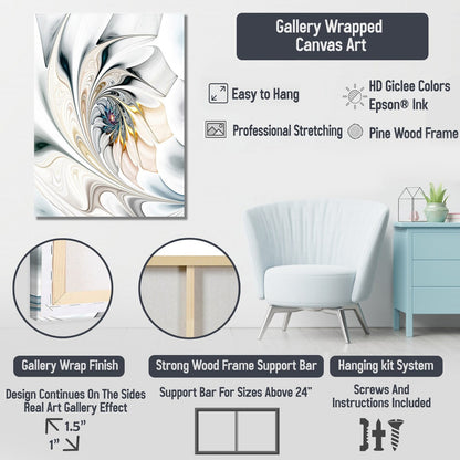 Designart White And Blue Feather Spiral II Abstract Geometric Wall Art Blue - Modern Wrapped Canvas For Hallway Décor