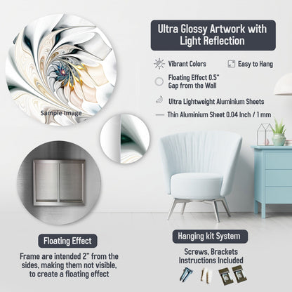 Designart White Botanical Collage Abstract Botanicals Metal Wall Art Living Room