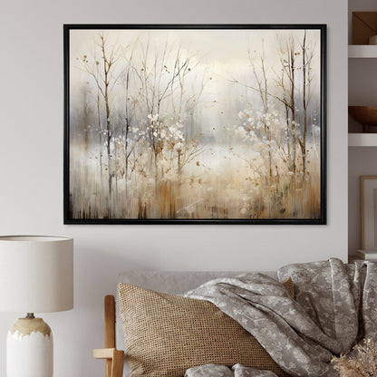 Designart Winter Meadow View Calmness II Meadow Grey Wall Decor - Traditional Bedroom Framed Canvas Wall Art
