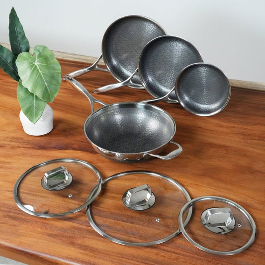 Batterie de cuisine hybride antiadhésive DiamondClad 7 pièces en acier inoxydable