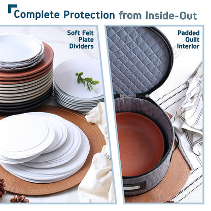 StorageBud Dinnerware Storage Containers - Stackable Holders for Plates, Cups, Flatware, Stemware, & Platter Sets