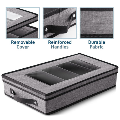 StorageBud Dinnerware Storage Containers - Stackable Holders for Plates, Cups, Flatware, Stemware, & Platter Sets