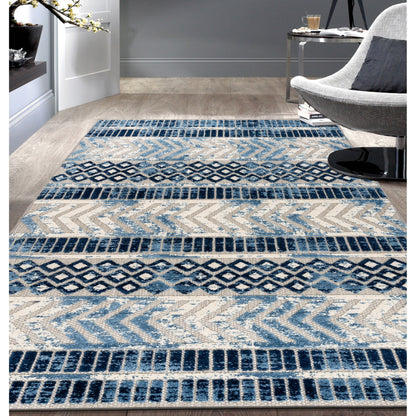 World Rug Gallery Distressed Geometric Indoor/Outdoor Area Rug