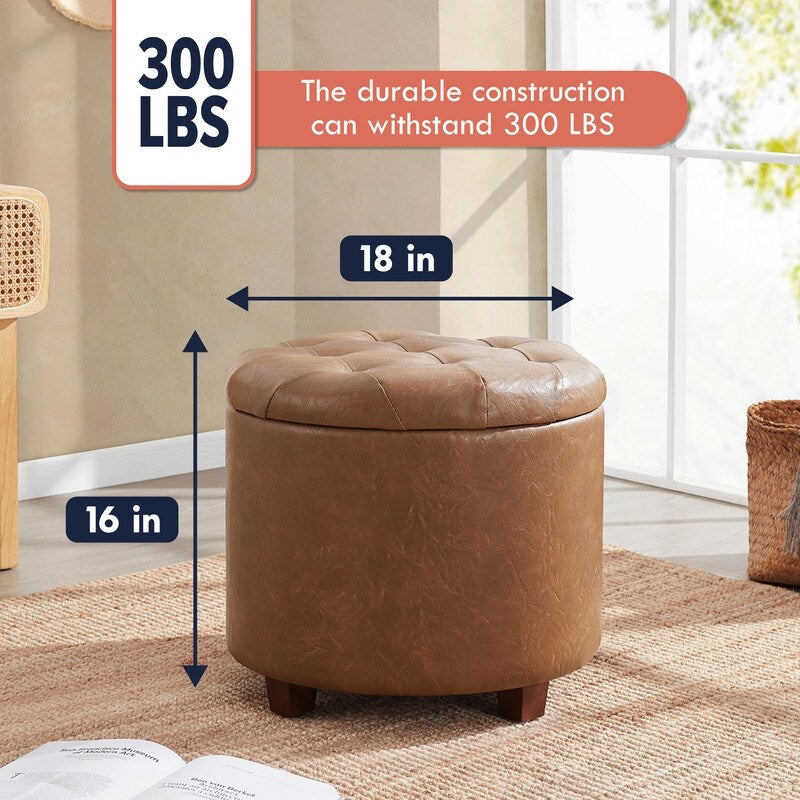 Donovan Tufted Round Storage Ottoman