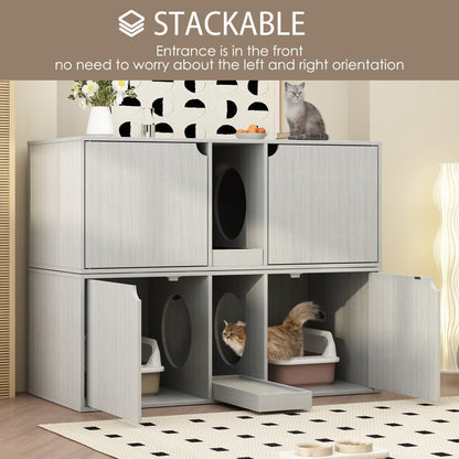 Dual-Compartment Cat Litter Box Enclosure Multi-Functional Furniture