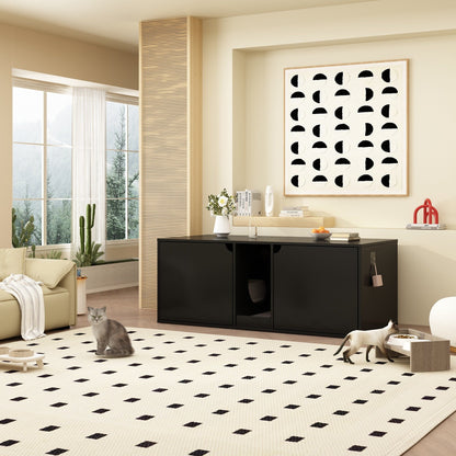 Dual-Compartment Cat Litter Box Enclosure Multi-Functional Furniture