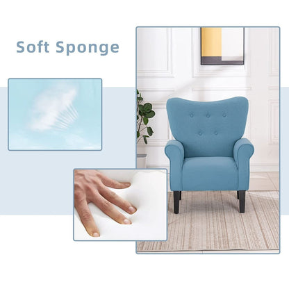 Fauteuil d'appoint moderne Erommy, fauteuil à dossier haut, canapé simple en tissu rembourré avec pieds en bois pour le salon