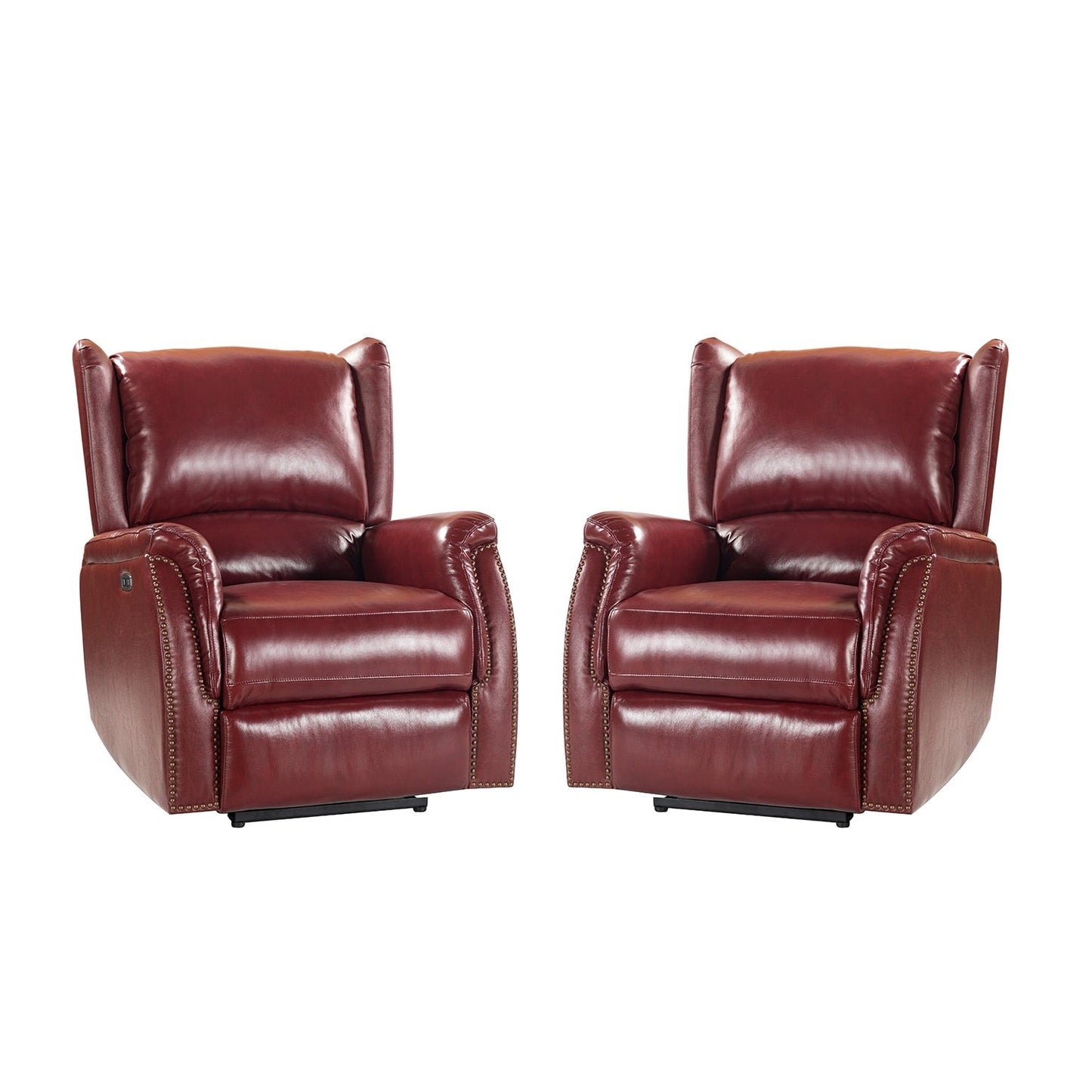 Eduardo Genuine Leather Power Recliner with USB Port Set of 2
