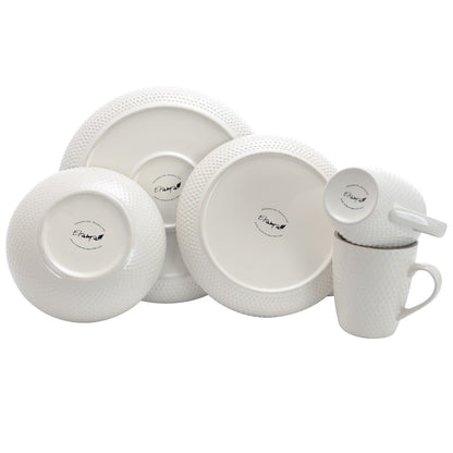 Service de table bicolore Elama 16 pièces à pois en relief, bleu poudre