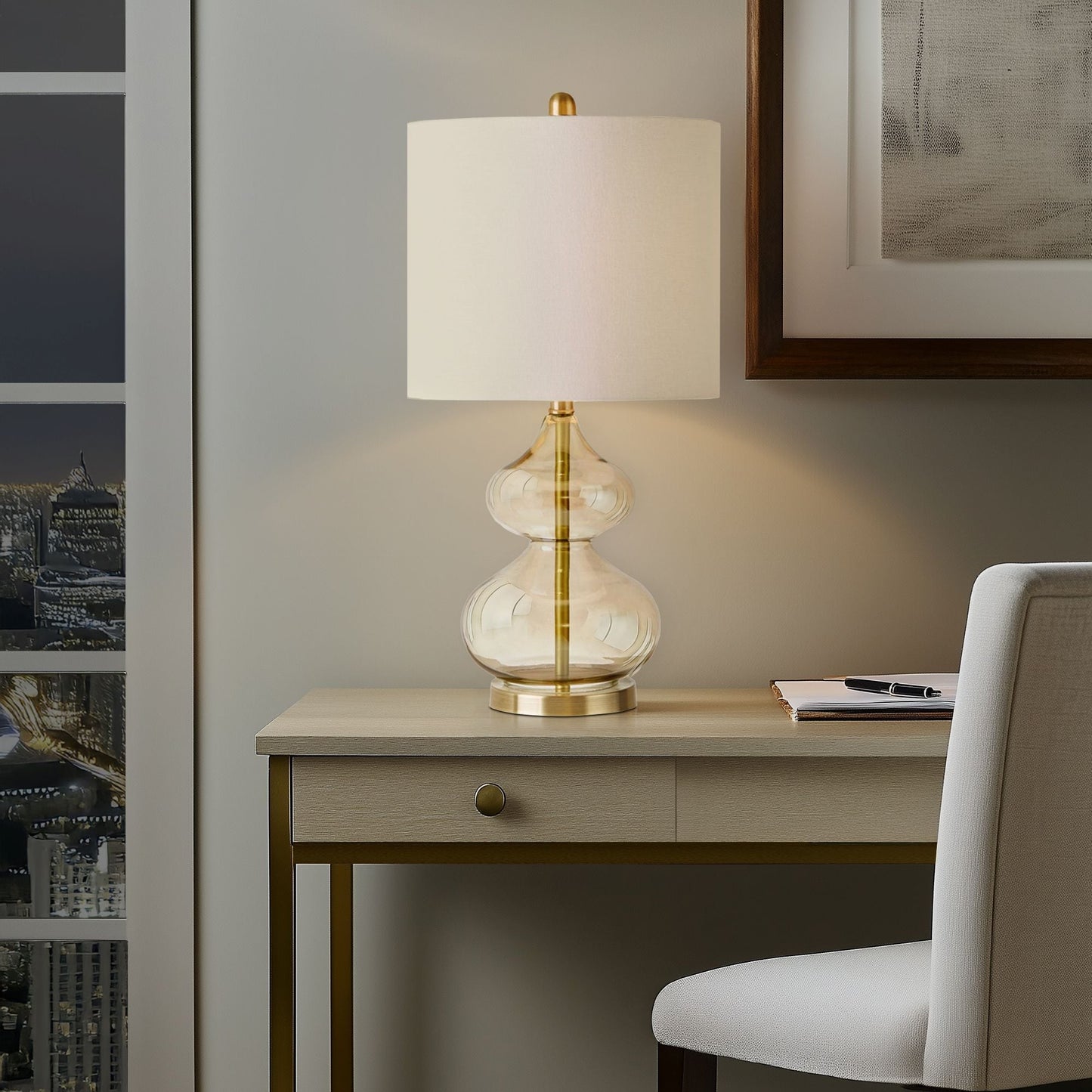 Ellipse Curved Gourd Glass Table Lamp, Set of 2