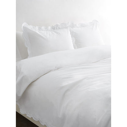 Embroidered Percale Crisp Cotton Double Scallopier Duvet Set and Sham