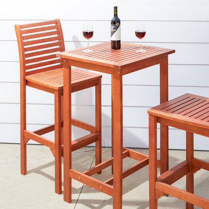 Emilio Wood Bar Table and Chair Dining Set