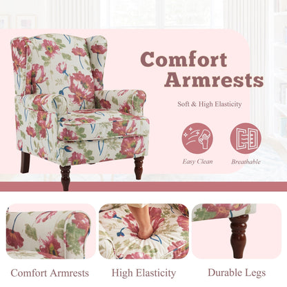 Fauteuil d'appoint moderne Erommy, fauteuil à dossier haut, canapé simple en tissu rembourré avec pieds en bois pour le salon