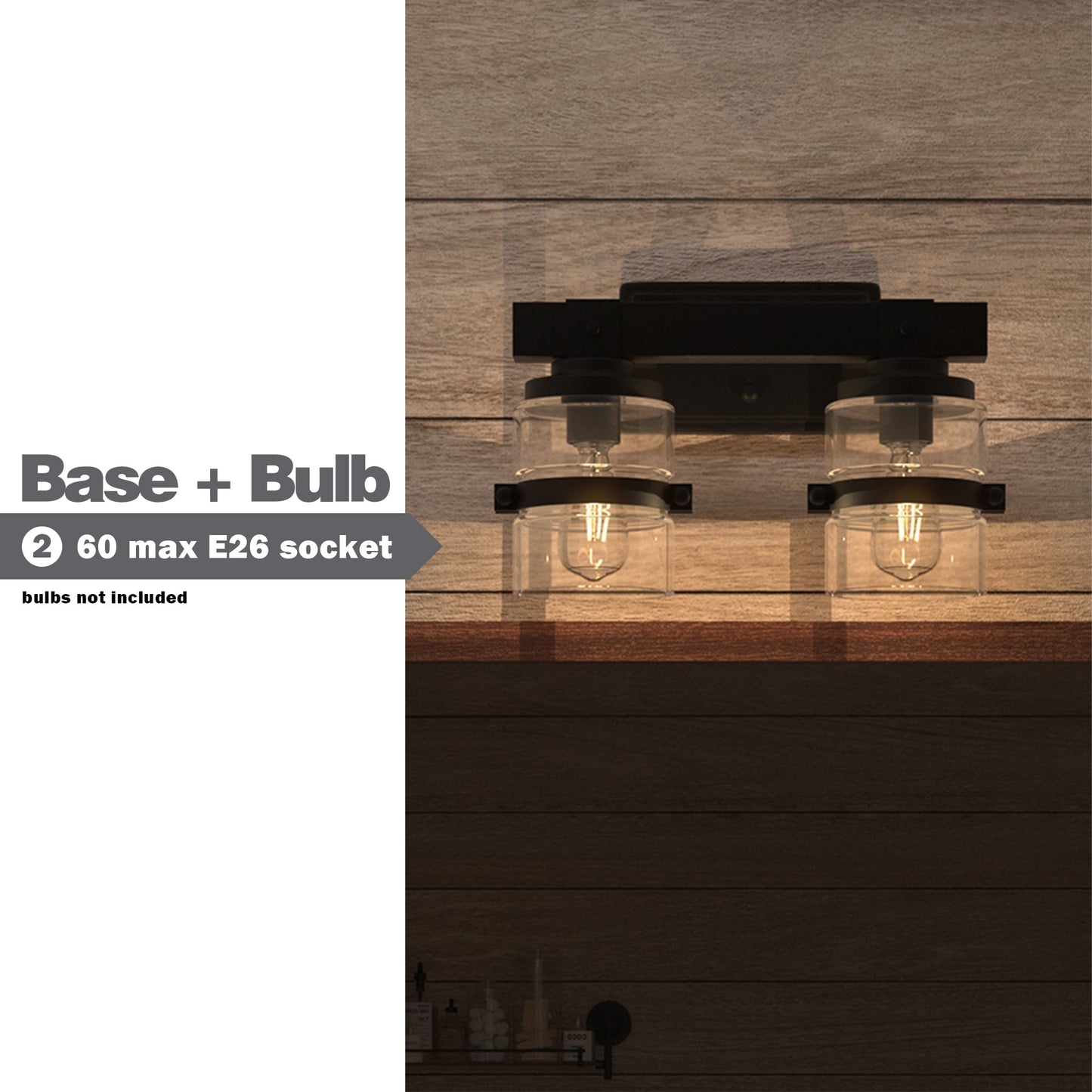 ExBrite Farmhouse 3-lights Bathroom Dimmable Iron Black Vanity Lights Wall Sconces