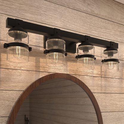 ExBrite Farmhouse 3-lights Bathroom Dimmable Iron Black Vanity Lights Wall Sconces