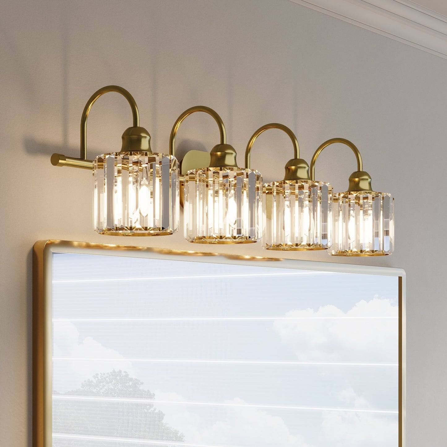 ExBrite Modern Rose Gold 1/2/3/4/5-light Bathroom Dimmable Crystal Vanity Lights Wall Sconces