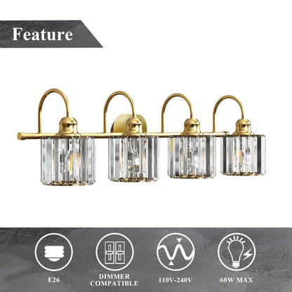 ExBrite Modern Rose Gold 1/2/3/4/5-light Bathroom Dimmable Crystal Vanity Lights Wall Sconces