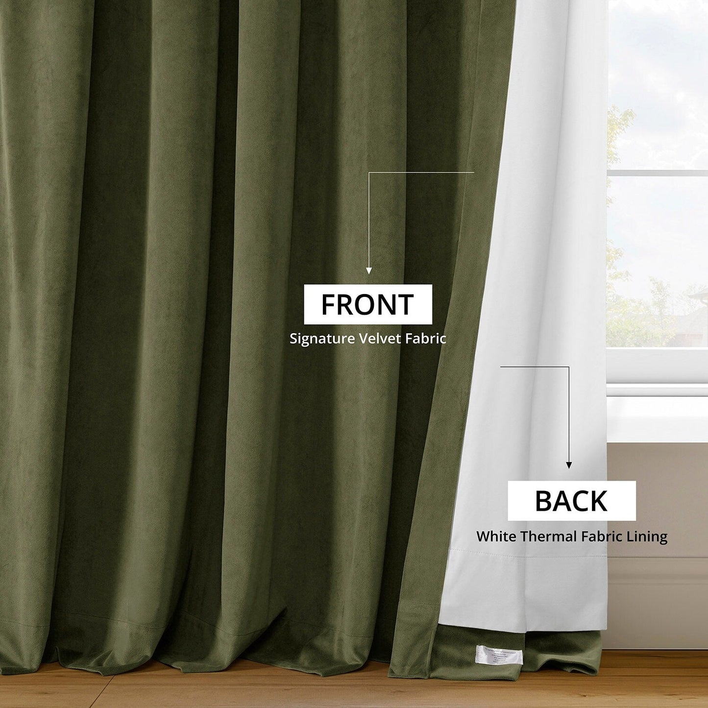 Exclusive Fabrics Signature Extra Wide Blackout Velvet Curtains (1 Panel) - Luxurious Blackout Drapes