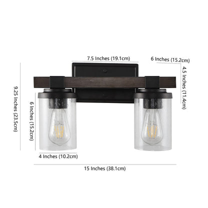 Ferme Iron/Seeded Glass Rustic Farmhouse LED Vanity Light, by JONATHAN Y