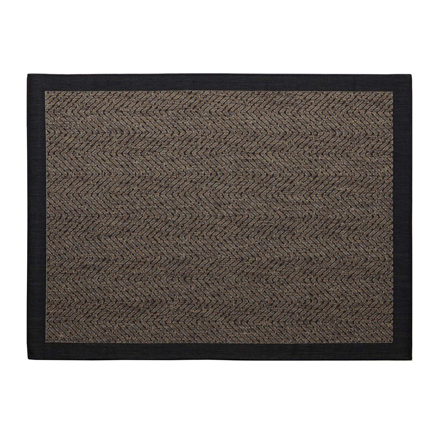 Madison Park Hurley Natural/ Black Textured Chevron Indoor/Outdoor Rug