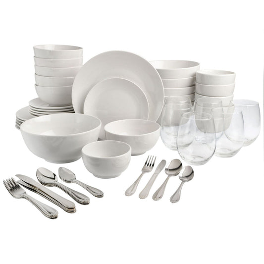 Gibson Home All U Need Service de table 60 pièces Assiettes, bols, verres, fourchettes, cuillères et couteaux (Service pour 6)