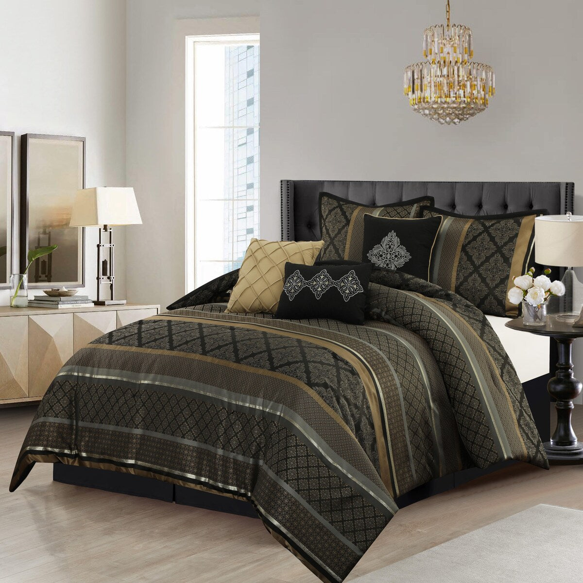 Nanshing Jensen 7 Piece Jacquard Geometric Comforter Set