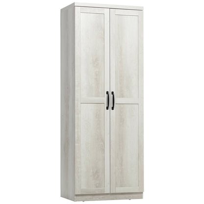 HOMCOM 63 Garde-manger de cuisine à 2 portes, meuble de rangement indépendant avec étagères à 5 niveaux et 2 étagères réglables pour salle à manger