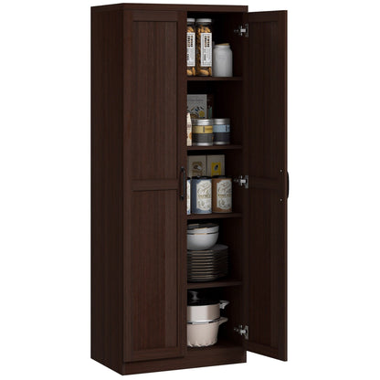 HOMCOM 63 Garde-manger de cuisine à 2 portes, meuble de rangement indépendant avec étagères à 5 niveaux et 2 étagères réglables pour salle à manger