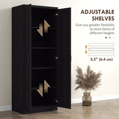 HOMCOM 63 Garde-manger de cuisine à 2 portes, meuble de rangement indépendant avec étagères à 5 niveaux et 2 étagères réglables pour salle à manger