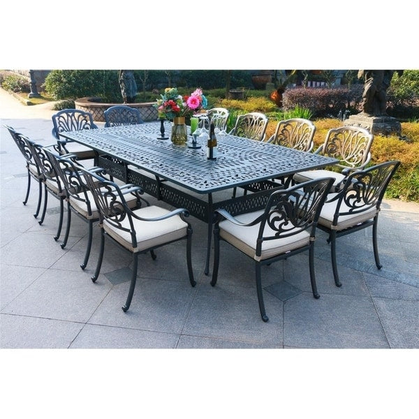 Manasquan 13-piece Gunmetal Aluminum Dining Set by Havenside Home