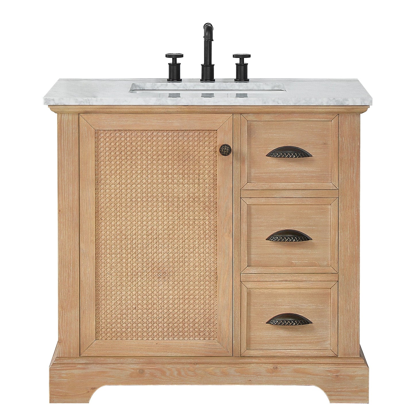 Meuble-lavabo Hervas avec plateau en marbre naturel sans miroir
