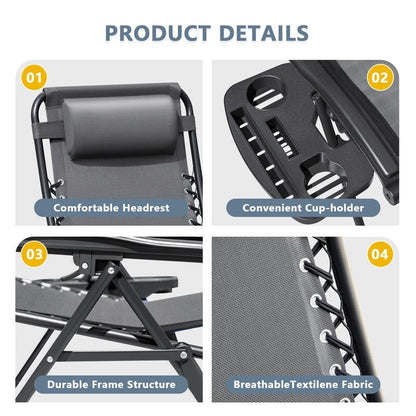 Homall Patio Zero Gravity Chair Lawn Lounge Chair with Pillow Set of 2