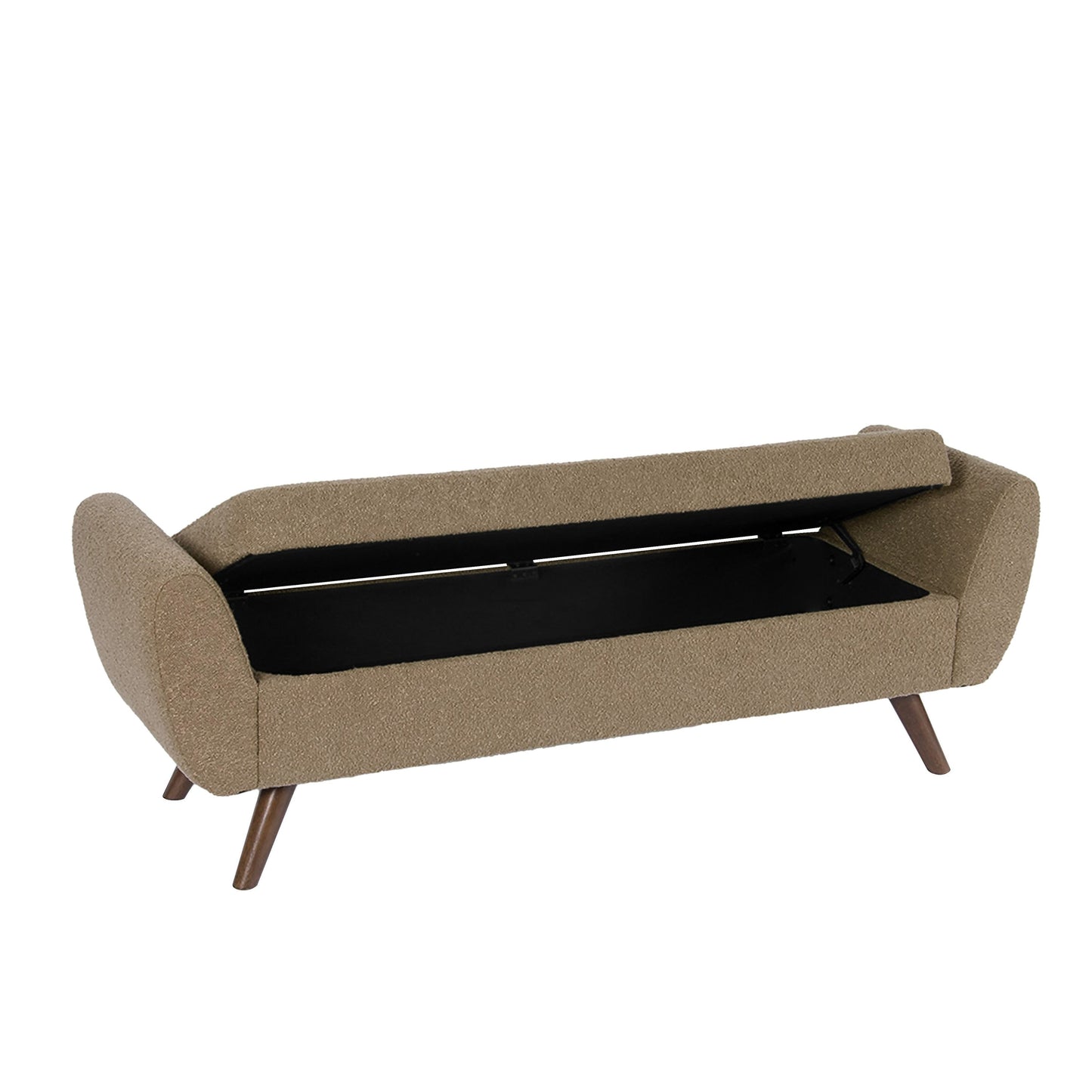 Banc de rangement moderne Sherpa avec pieds en bois HomePop