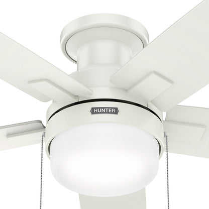 Ventilateur de plafond à profil bas Hunter 52 Anisten avec éclairage LED et chaînette - Moderne, contemporain, transitionnel