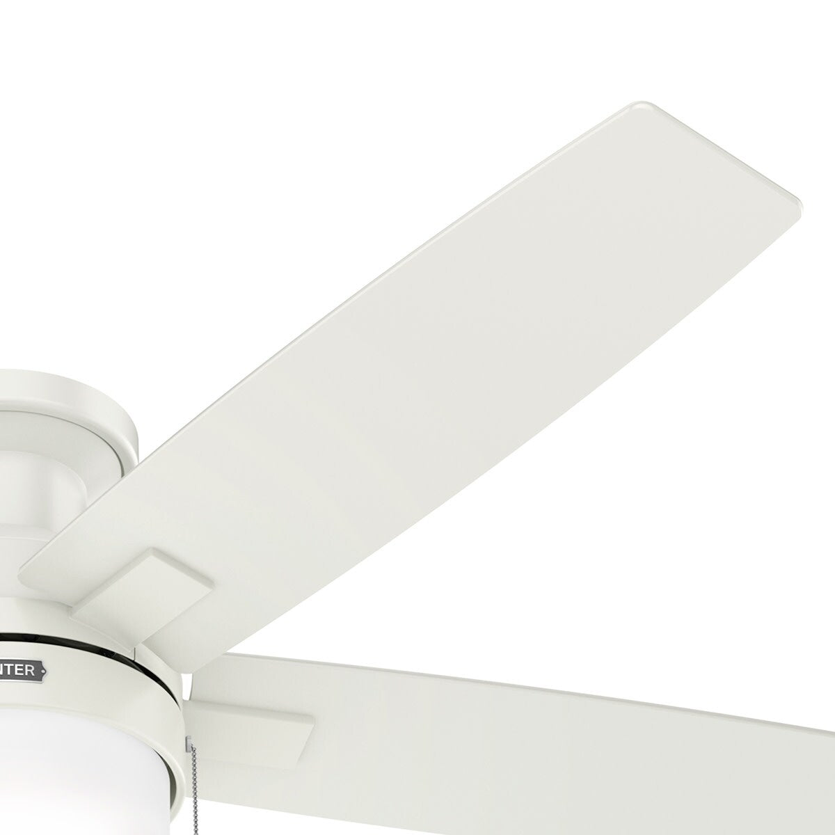 Ventilateur de plafond à profil bas Hunter 52 Anisten avec éclairage LED et chaînette - Moderne, contemporain, transitionnel