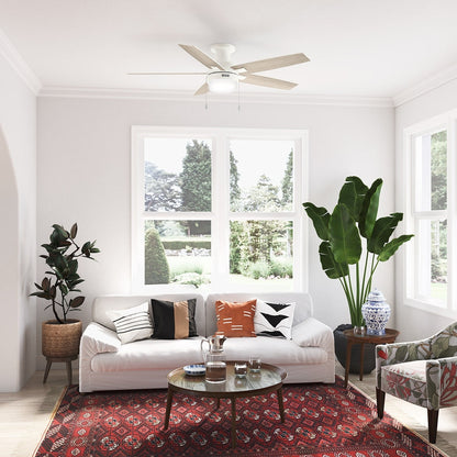 Ventilateur de plafond à profil bas Hunter 52 Anisten avec éclairage LED et chaînette - Moderne, contemporain, transitionnel