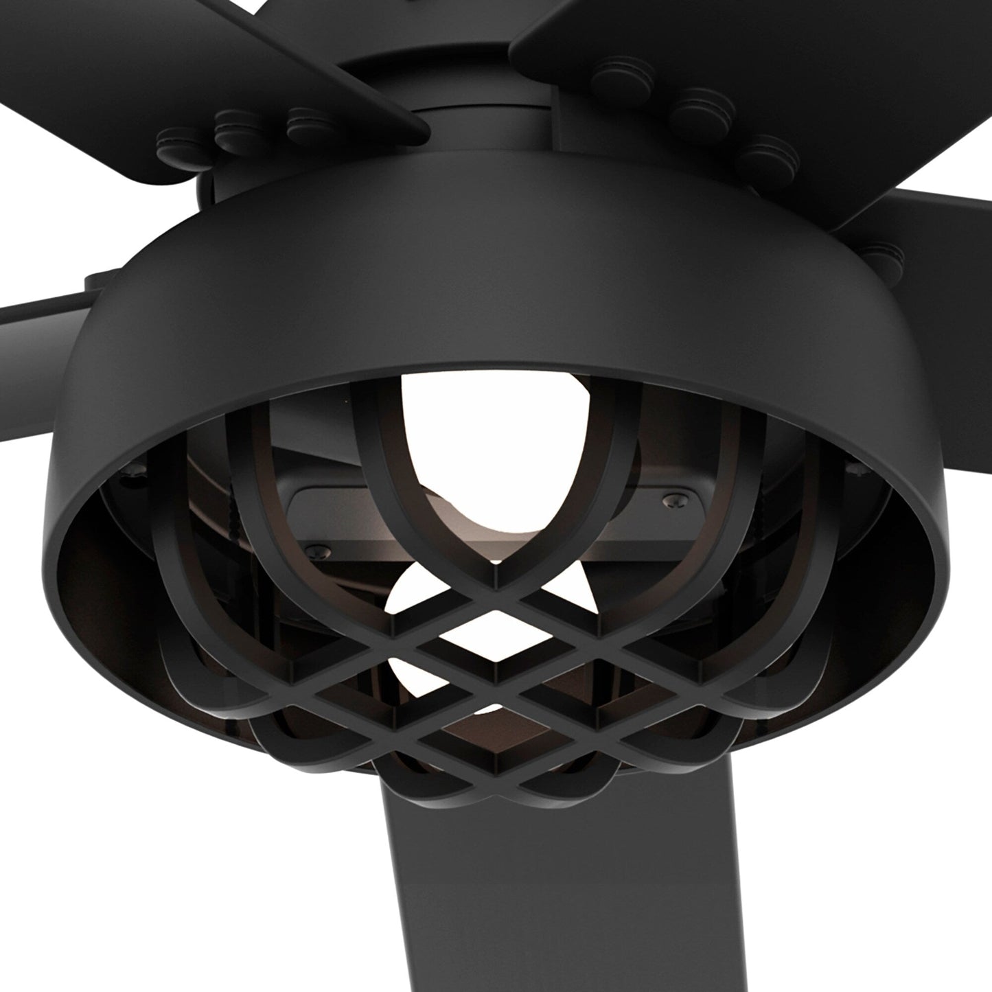 Ventilateur de plafond Hunter 52 Autumn Breeze II, éclairage LED intérieur/extérieur et télécommande portable - Style industriel, transitionnel, moderne, en cage