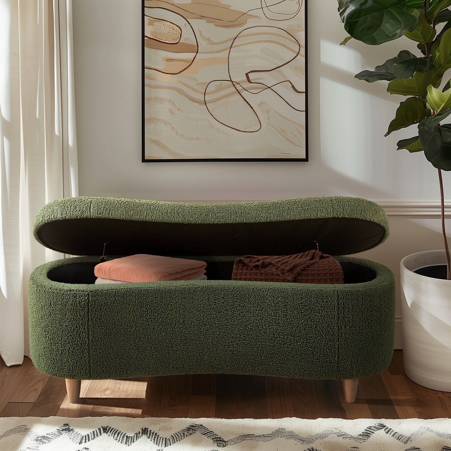 Banc d'appoint de rangement incurvé de style boucle INK IVY Bailey
