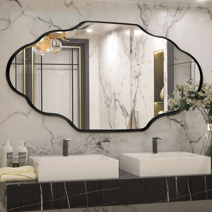 Scalloped Aluminum Alloy Framed Irregular Wall Mirror