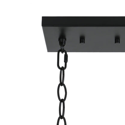 Lustre linéaire moderne Kasy à 5 lumières en verre texturé pour îlot de cuisine, design unique