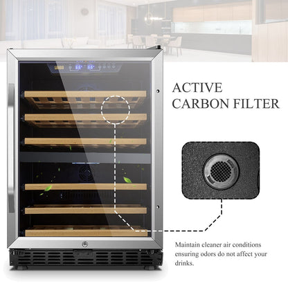 Refroidisseur à vin à compresseur double zone intégré Lanbo de 24 pouces, 44 bouteilles