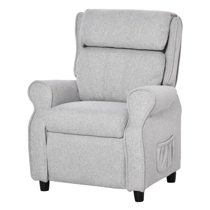 Light Grey Kids Children Upholstered Manual Recliner for 3-5 Years with Footrest and 2 Side Pockets