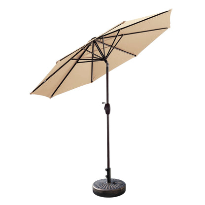 Parasol de patio Lopes de 9 pieds avec base en finition bronze et support de poids inclus