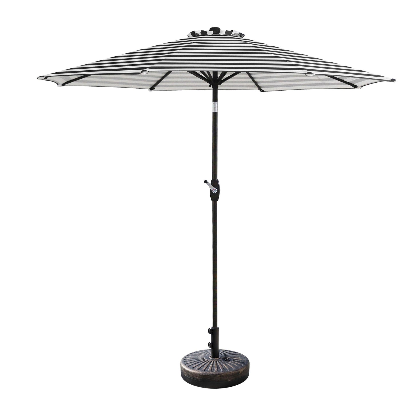 Parasol de patio Lopes de 9 pieds avec base en finition bronze et support de poids inclus